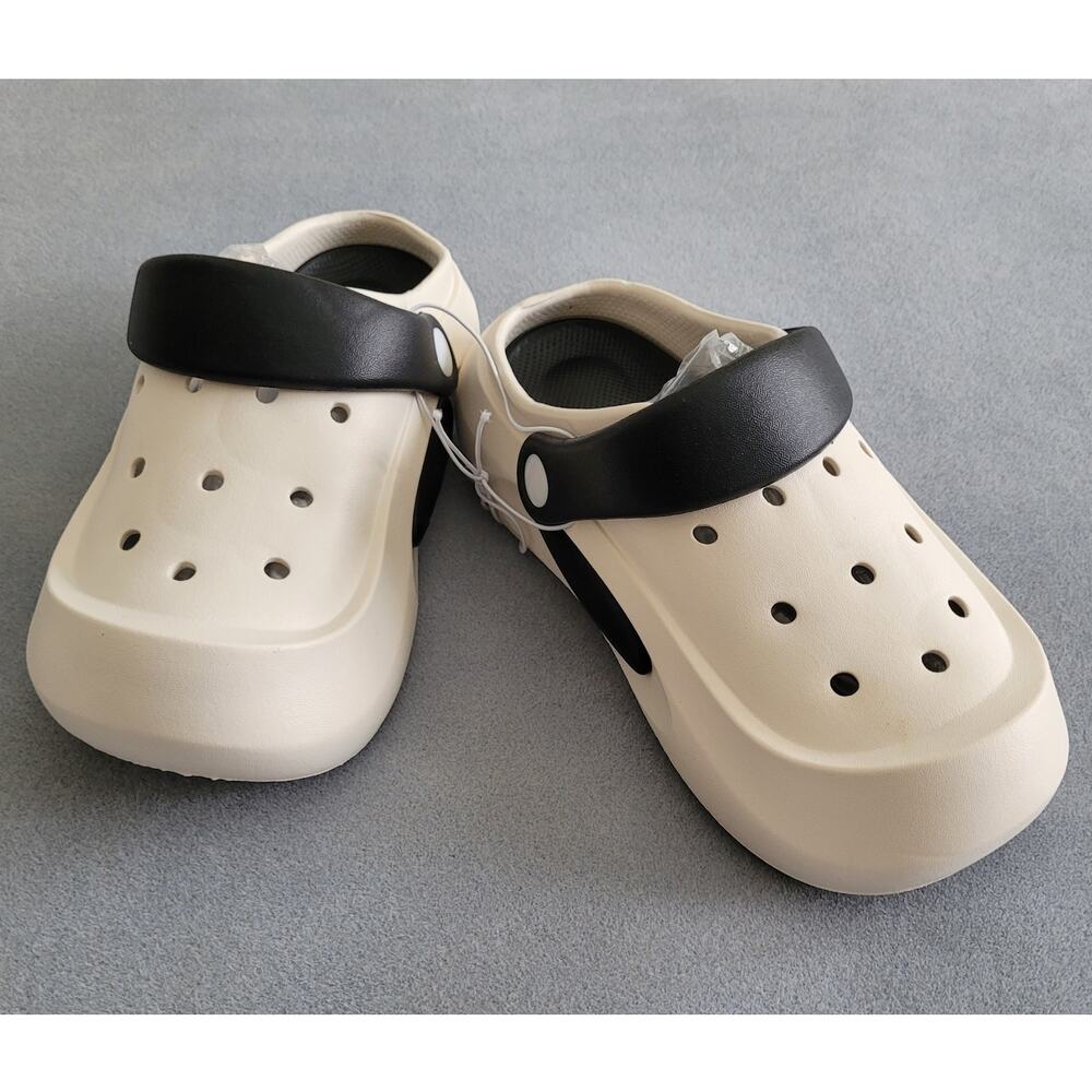 Classic Clog Styling Kids Shoes White w/Black -- Sz 13
